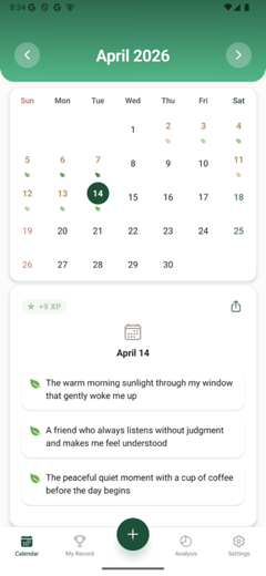 Calendar screen